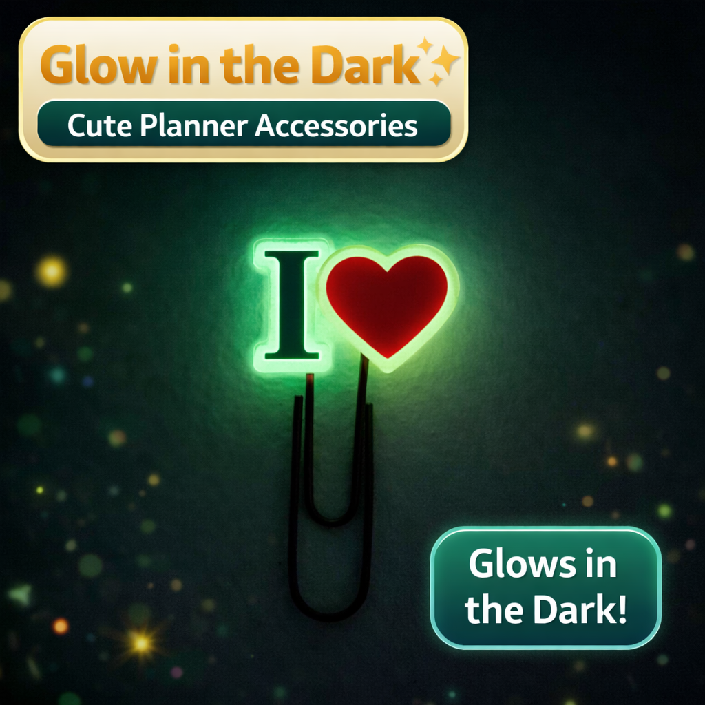 Glow in the Dark Planner Paper Clips – Cute Aesthetic Assorted Set
