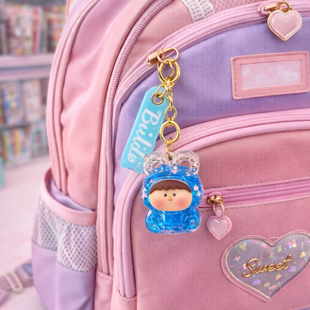 Cute Kawaii Bear Keychains – Glossy Cartoon Charm | Bag, Keys & Gift Accessory