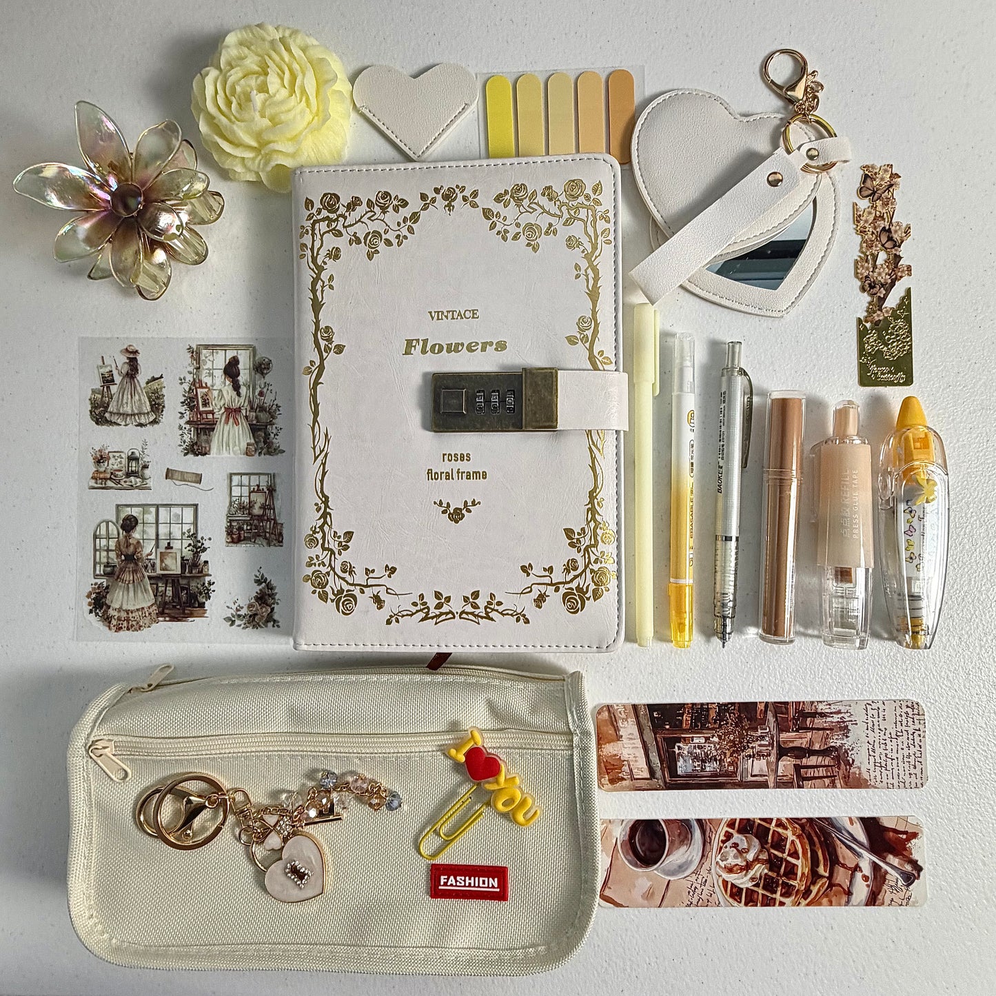 MagicJot Vintage Lock Journal Set – Ivory Edition