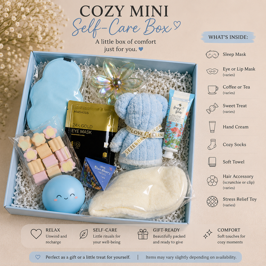 Cozy Self-Care Gift Box – Relaxation Spa Set | Socks, Sleep Mask, Coffee & Treats