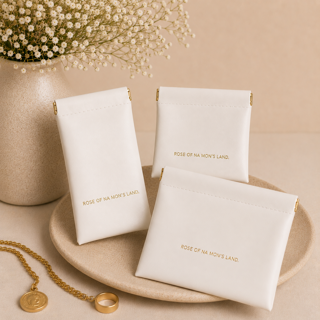 Luxury Minimalist Travel Pouch Set – 3 Matching Cosmetic & Accessories Cases