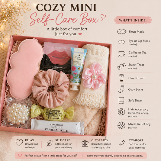 Cozy Self-Care Gift Box – Relaxation Spa Set | Socks, Sleep Mask, Coffee & Treats