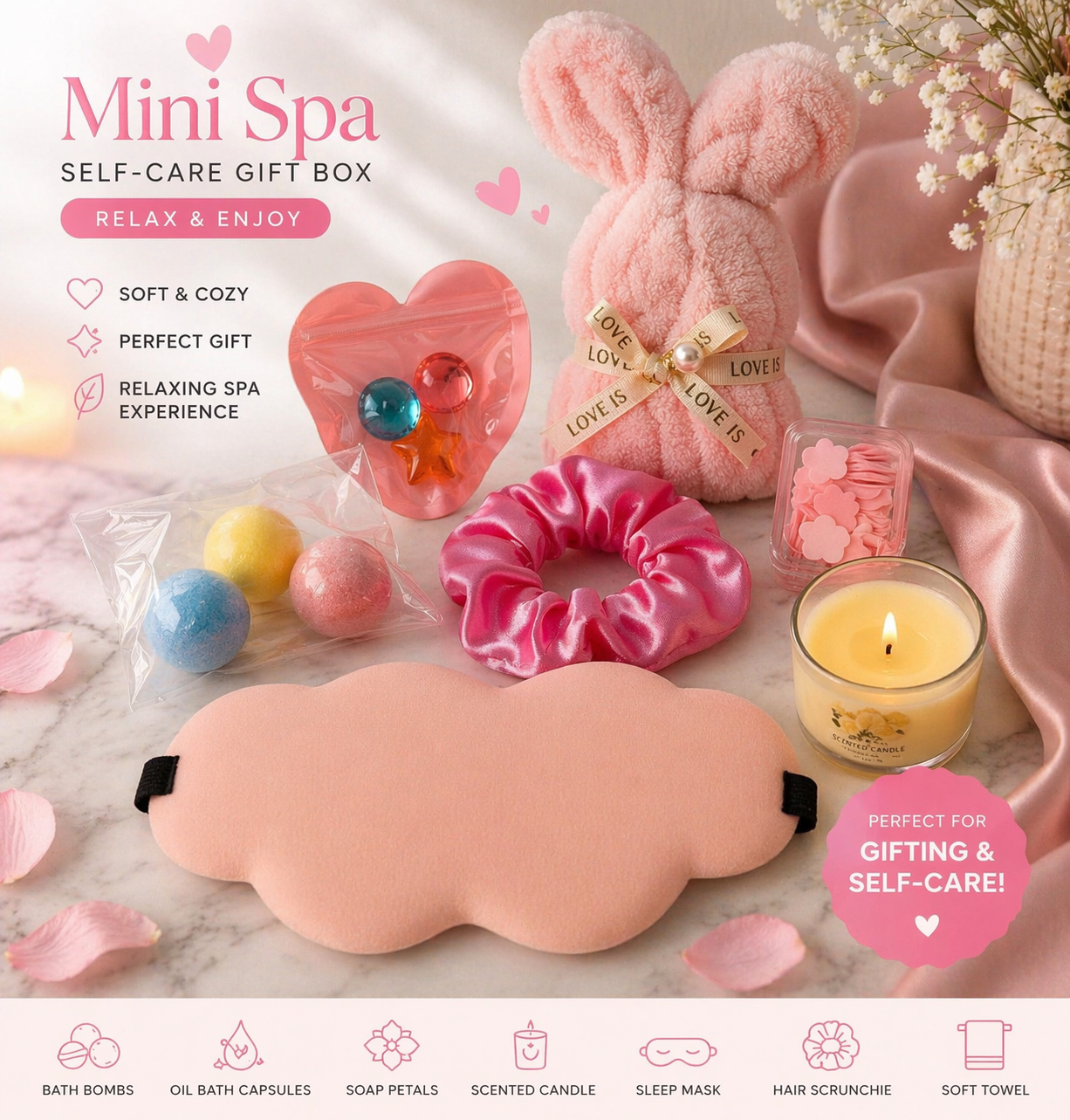 Mini Spa Self-Care Gift Box – Pink Relax Set 💖