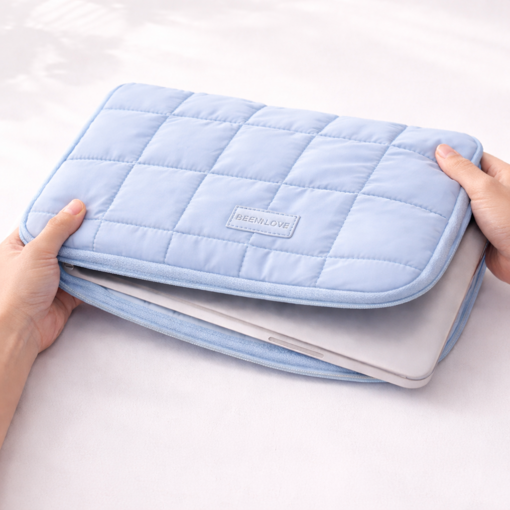 Premium Quilted Laptop Sleeve – Soft Padded Case (14” / 15.6”)