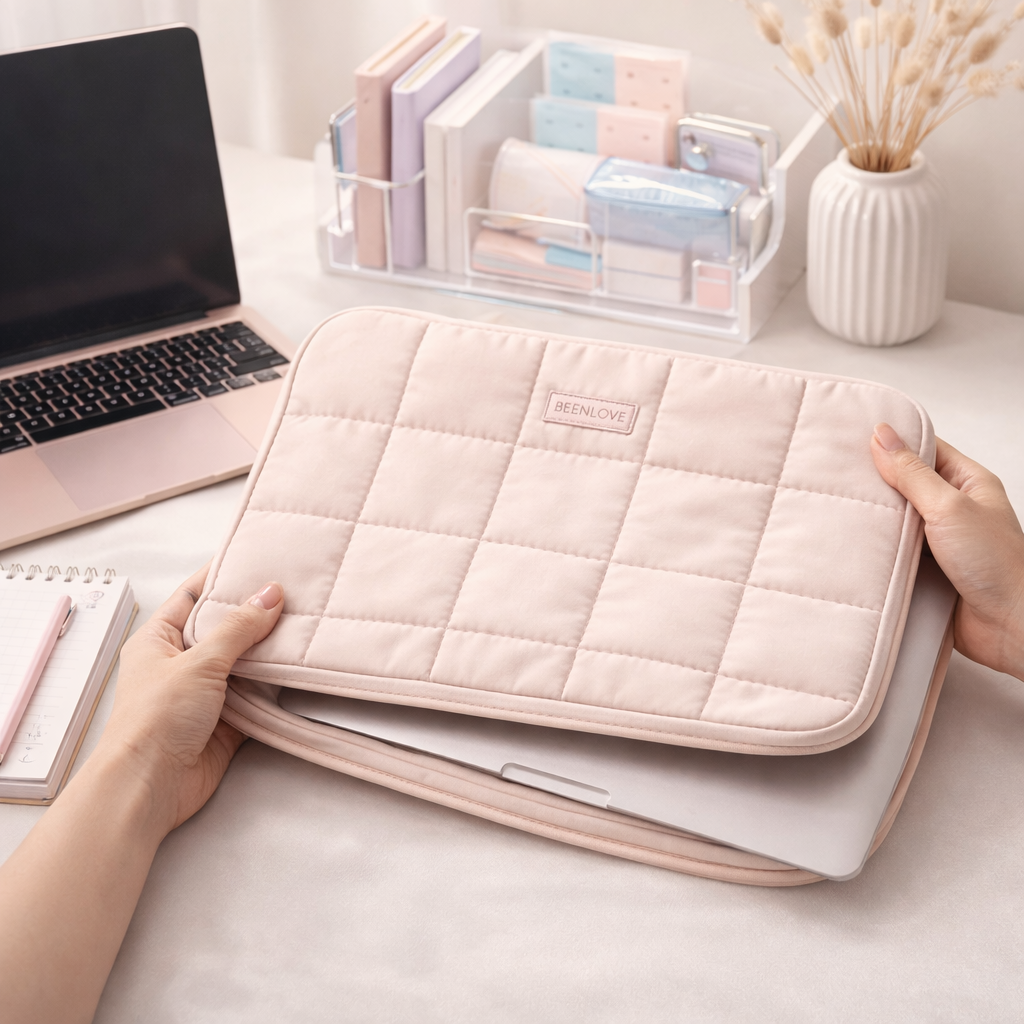 Premium Quilted Laptop Sleeve – Soft Padded Case (14” / 15.6”)