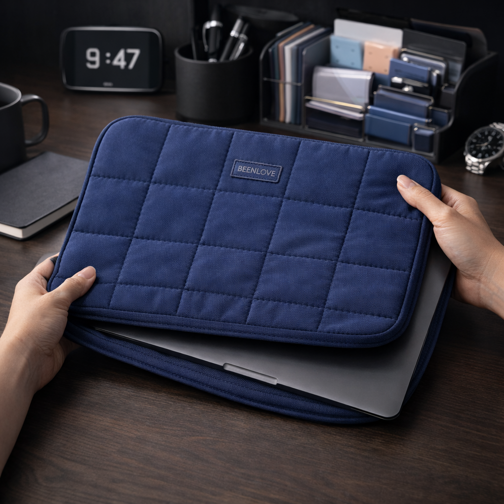 Premium Quilted Laptop Sleeve – Soft Padded Case (14” / 15.6”)