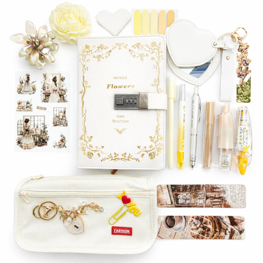 MagicJot Vintage Lock Journal Set – Ivory Edition