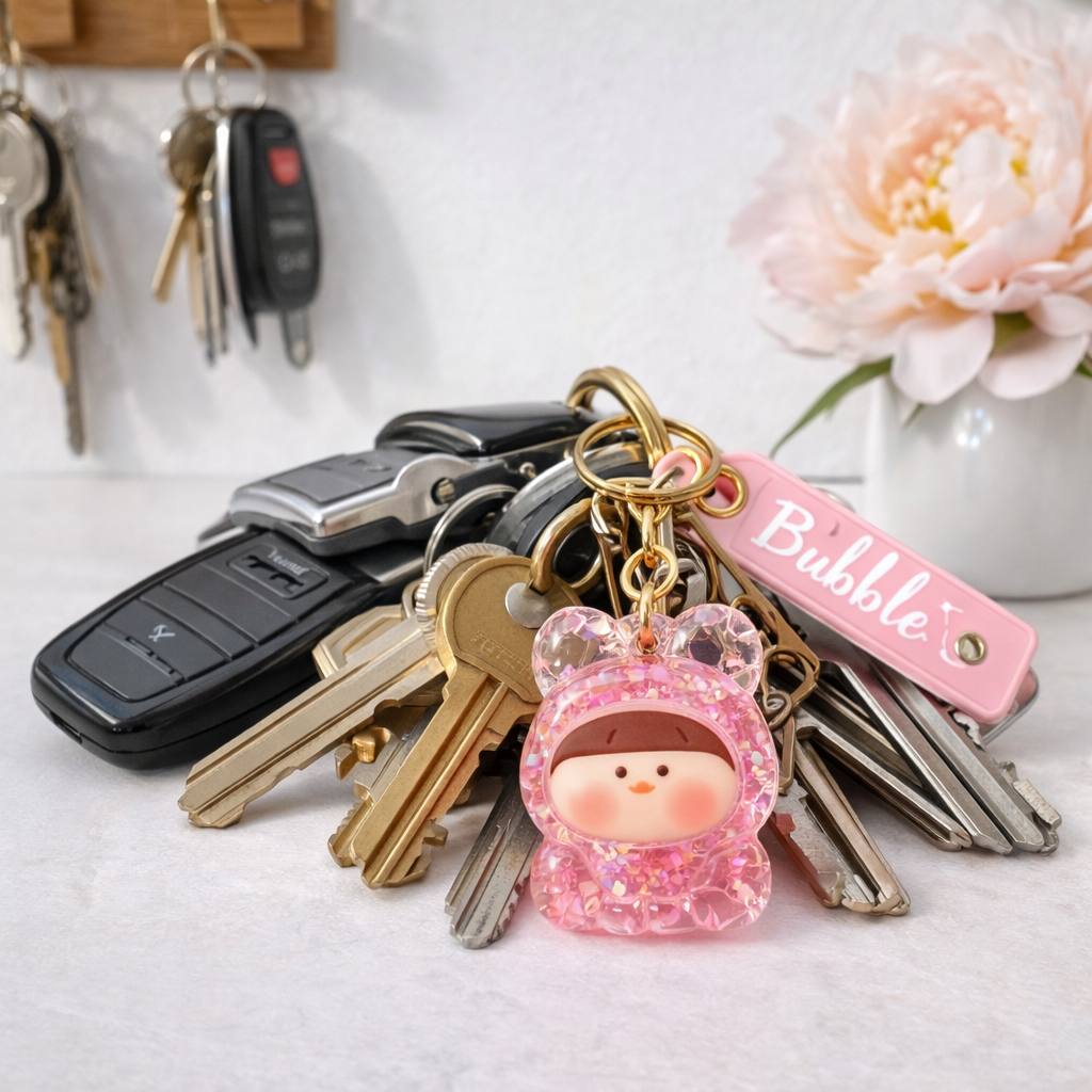 Cute Kawaii Bear Keychains – Glossy Cartoon Charm | Bag, Keys & Gift Accessory