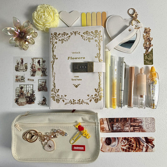 MagicJot Vintage Lock Journal Set – Ivory Edition