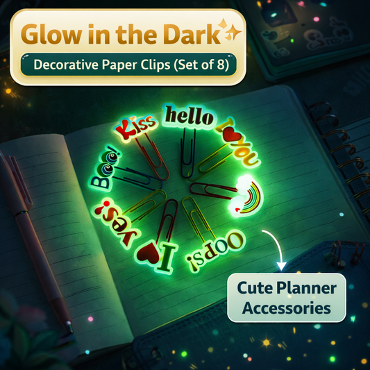 Glow in the Dark Planner Paper Clips – Cute Aesthetic Assorted Set